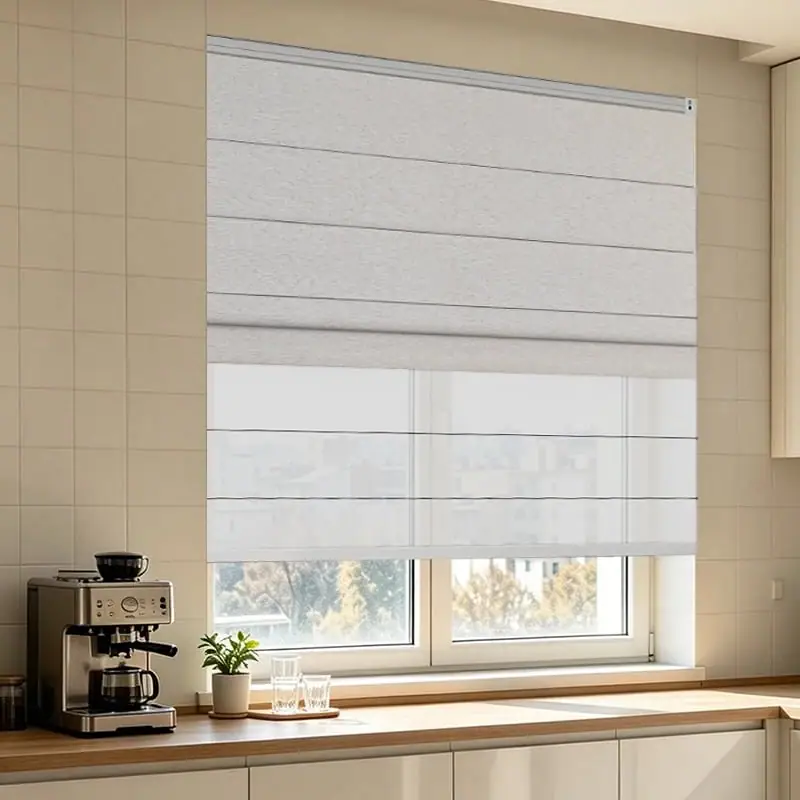 Light cellular shade over a kitchen counter window